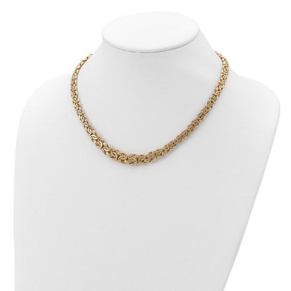 Herco 18K Polished and Textured 7.5mm Byzantine 18 inch Necklace
